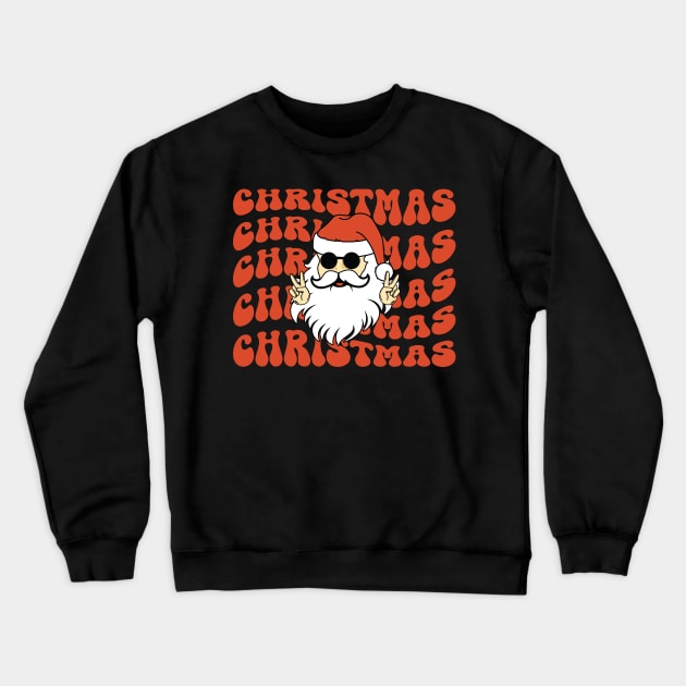 Cool Christmas Vibes Santa Clause Retro Xmas Crewneck Sweatshirt by BadDesignCo